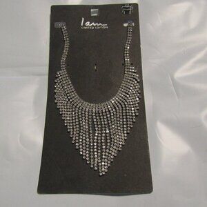 New on Card I AM LIMITED EDITION Sparkly Dangling Rhinestone BIB NECKLACE